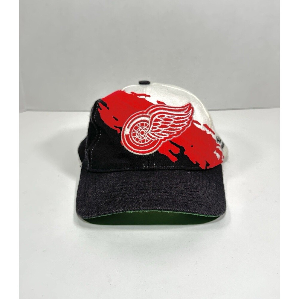 Vintage 90s Logo Athletic Detroit Red Wings Splash Snapback Hat NHL Cap Rare